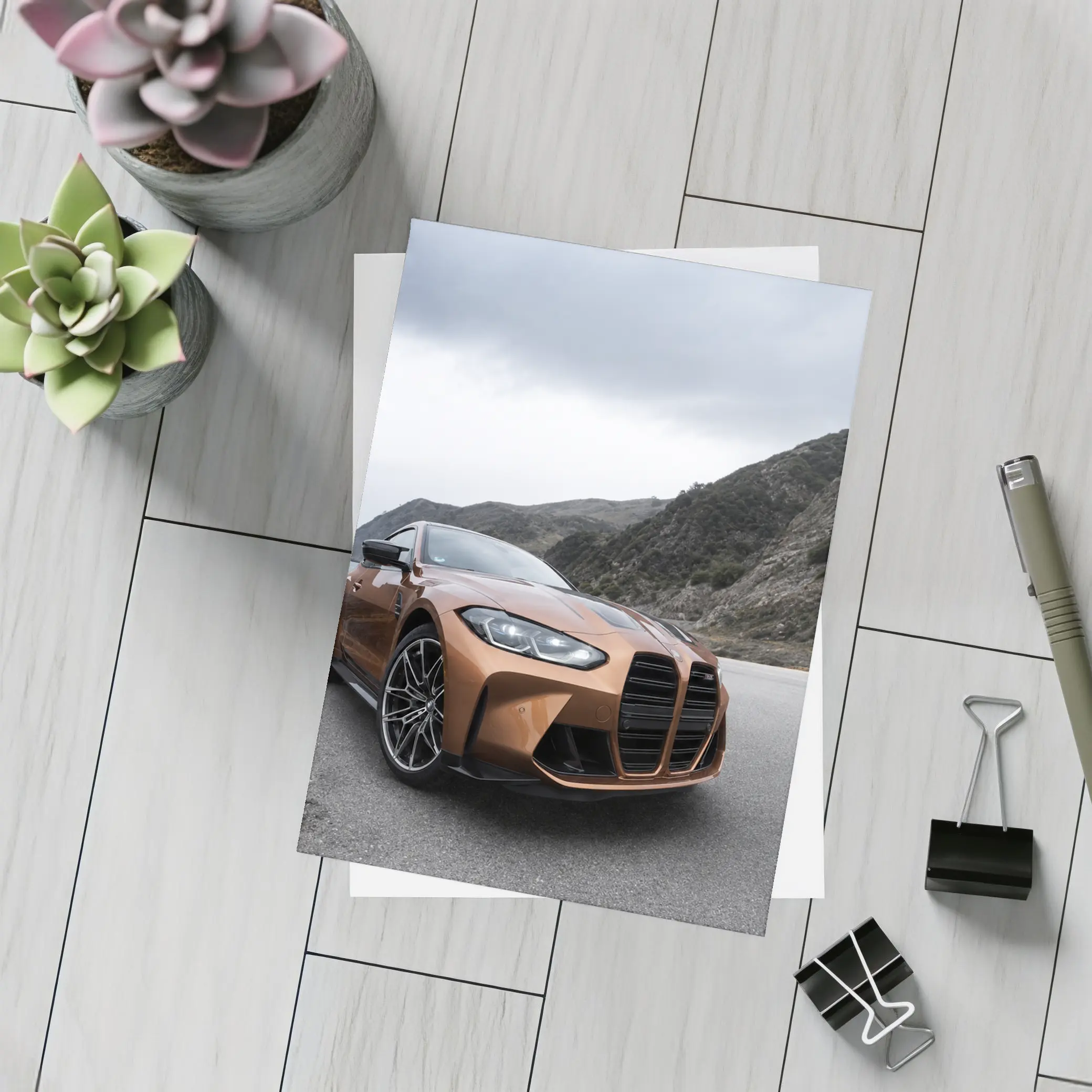 BMW M4 Copper Coastal Road Overcast Sky – Postcards