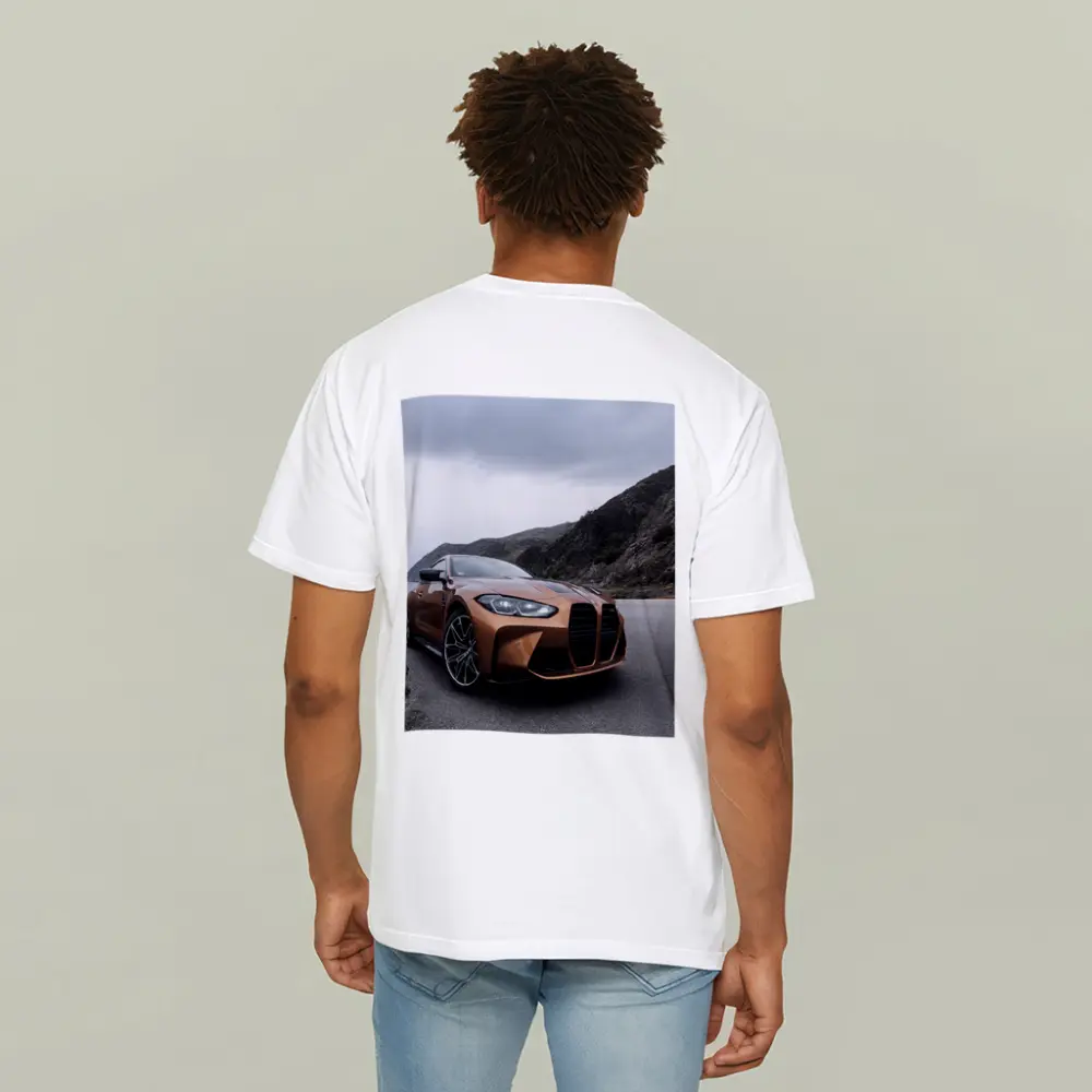 BMW M4 Copper Coastal Road Overcast Sky – T-Shirts