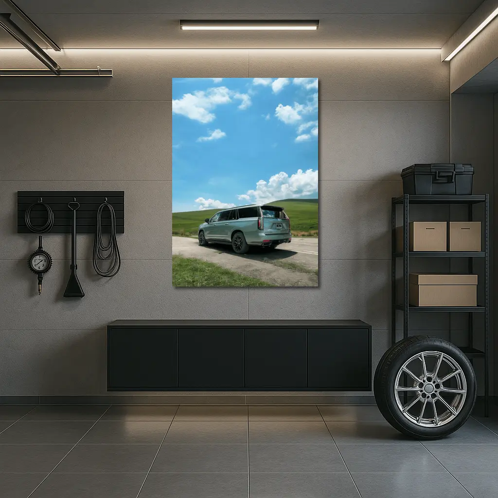 Cadillac Escalade Sport Green Rolling Country Road – Wall Art