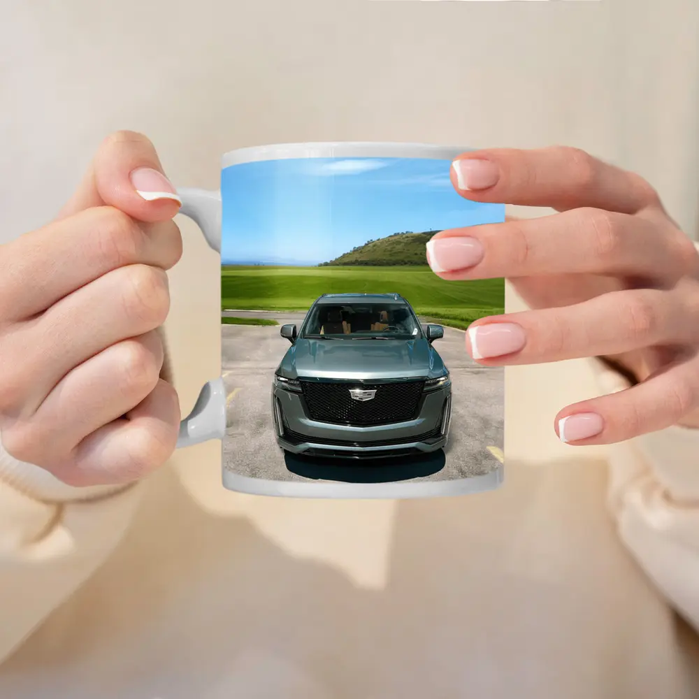 Cadillac Escalade Dark Emerald Green Nature Background – Mugs