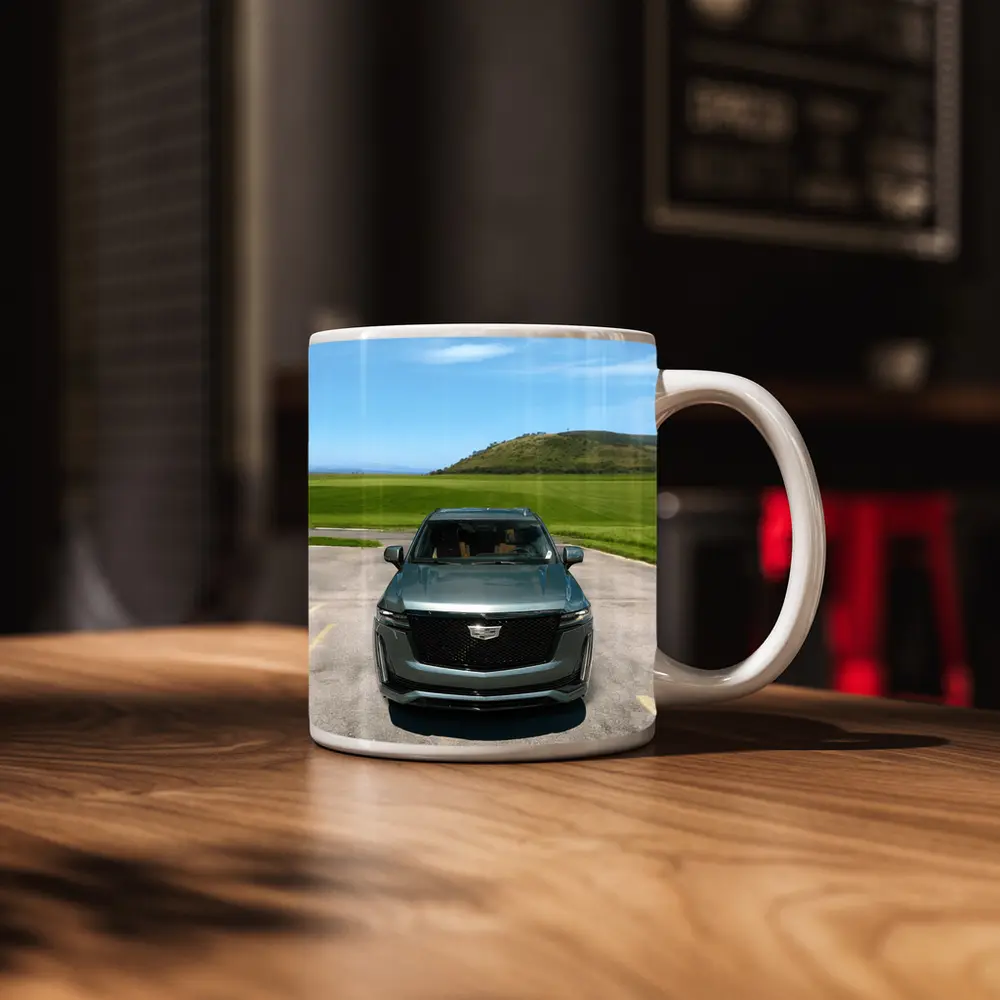 Cadillac Escalade Dark Emerald Green Nature Background – Mugs