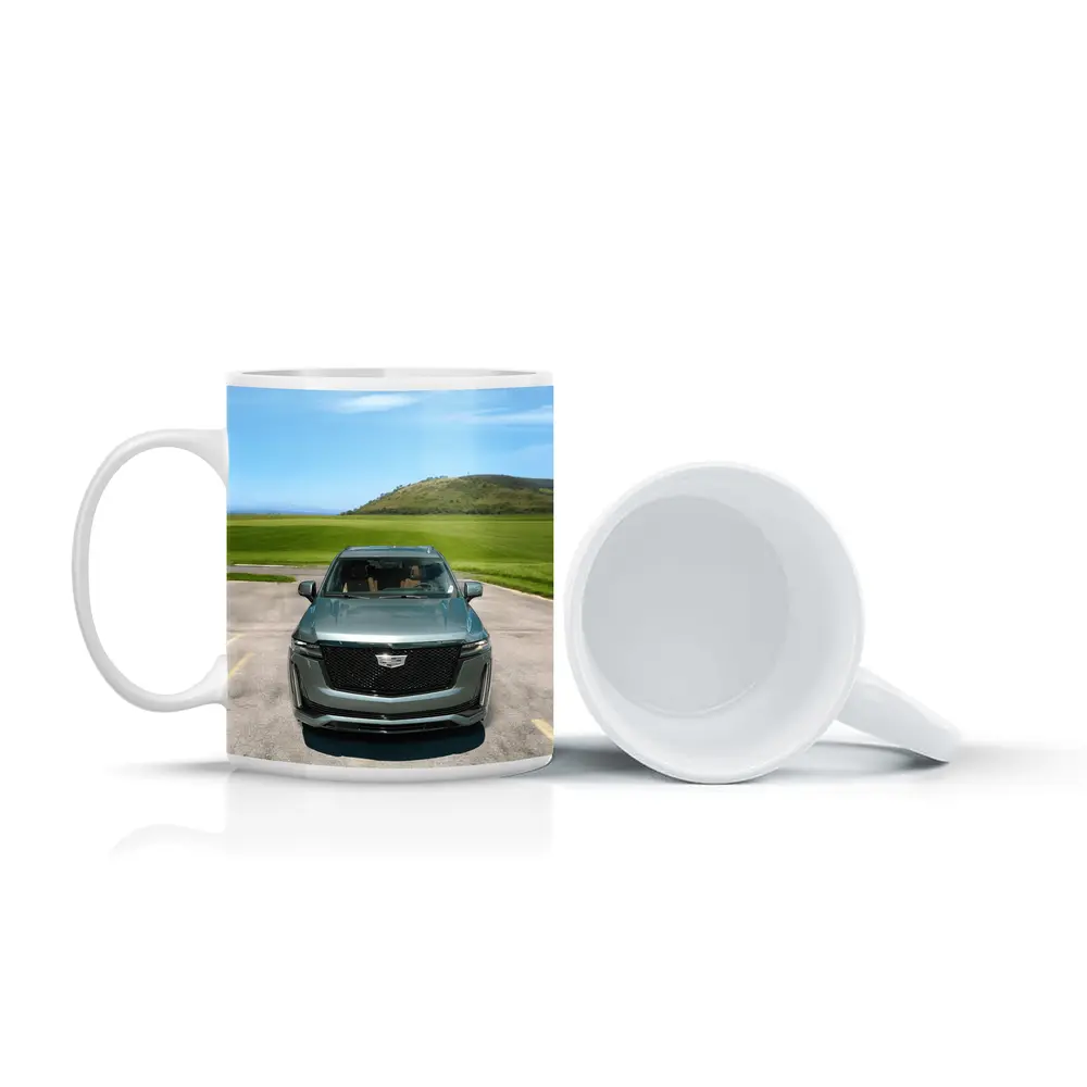 Cadillac Escalade Dark Emerald Green Nature Background – Mugs