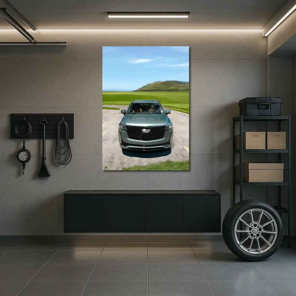 Cadillac Escalade Dark Emerald Green Nature Background – Wall Art