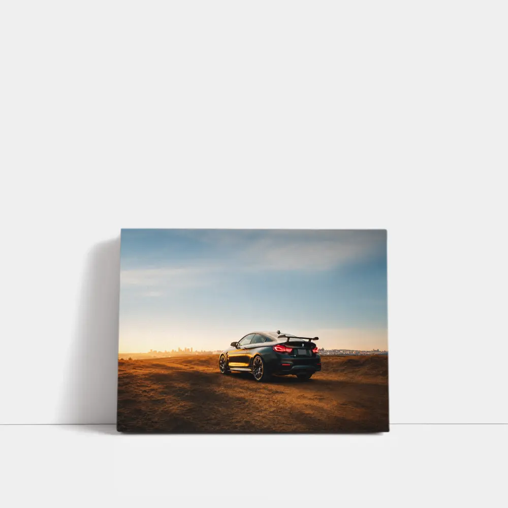 BMW M4 Rear View City Skyline Sunset – Wall Art