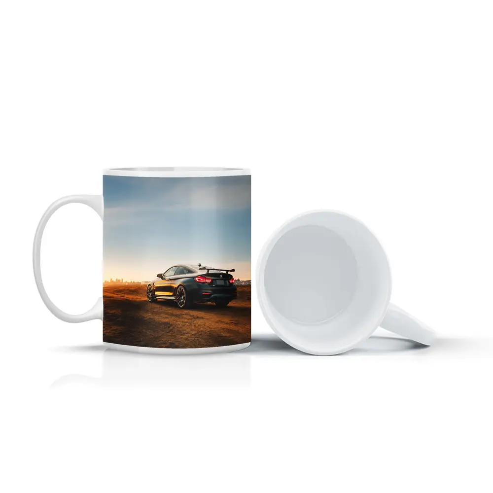 BMW M4 Rear View City Skyline Sunset – Mugs