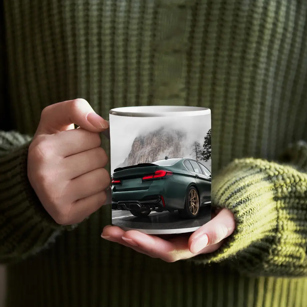 BMW M5 CS Dark Green Misty Mountain Road – Mugs