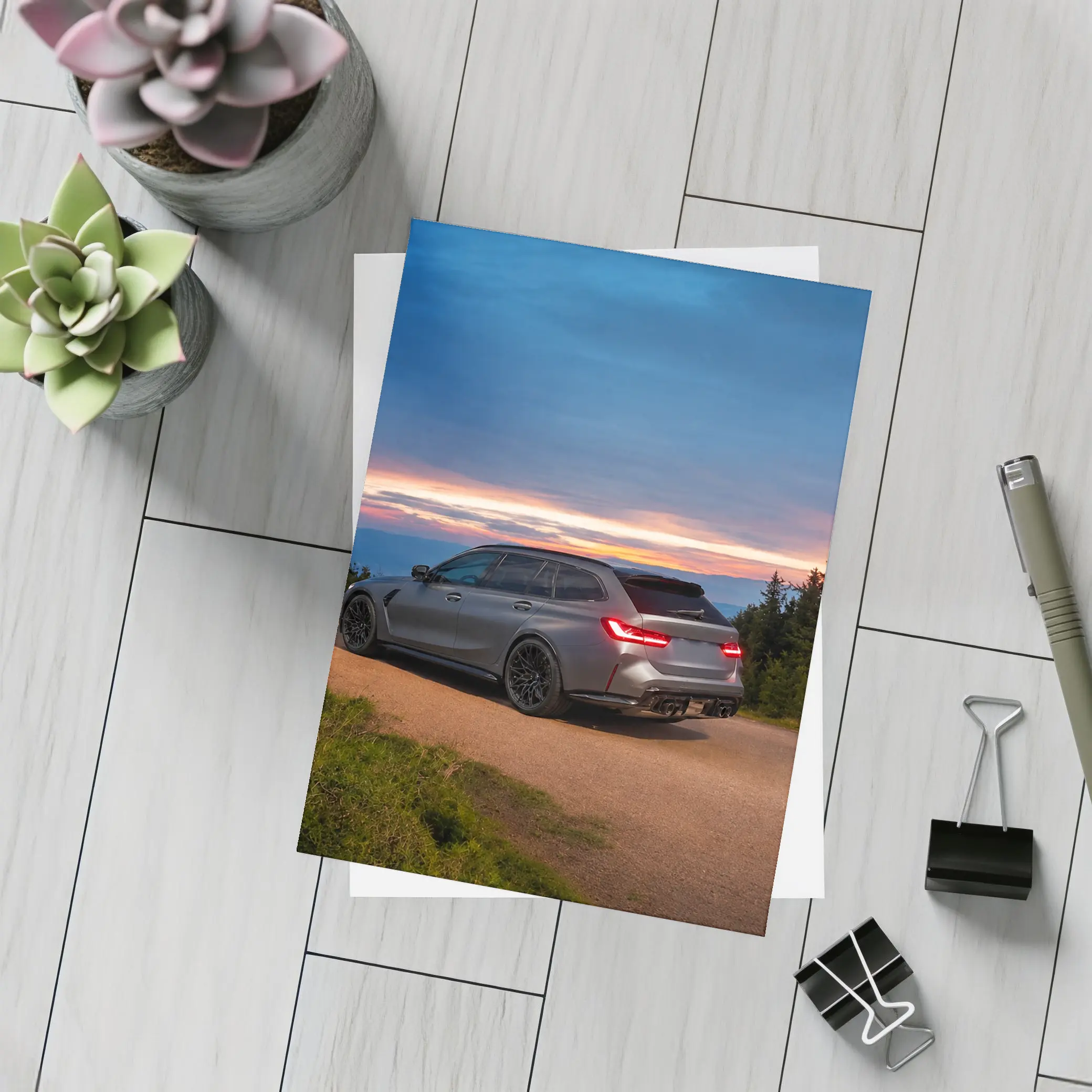 BMW M3 Touring Wagon Sunset Mountain Road – Postcards