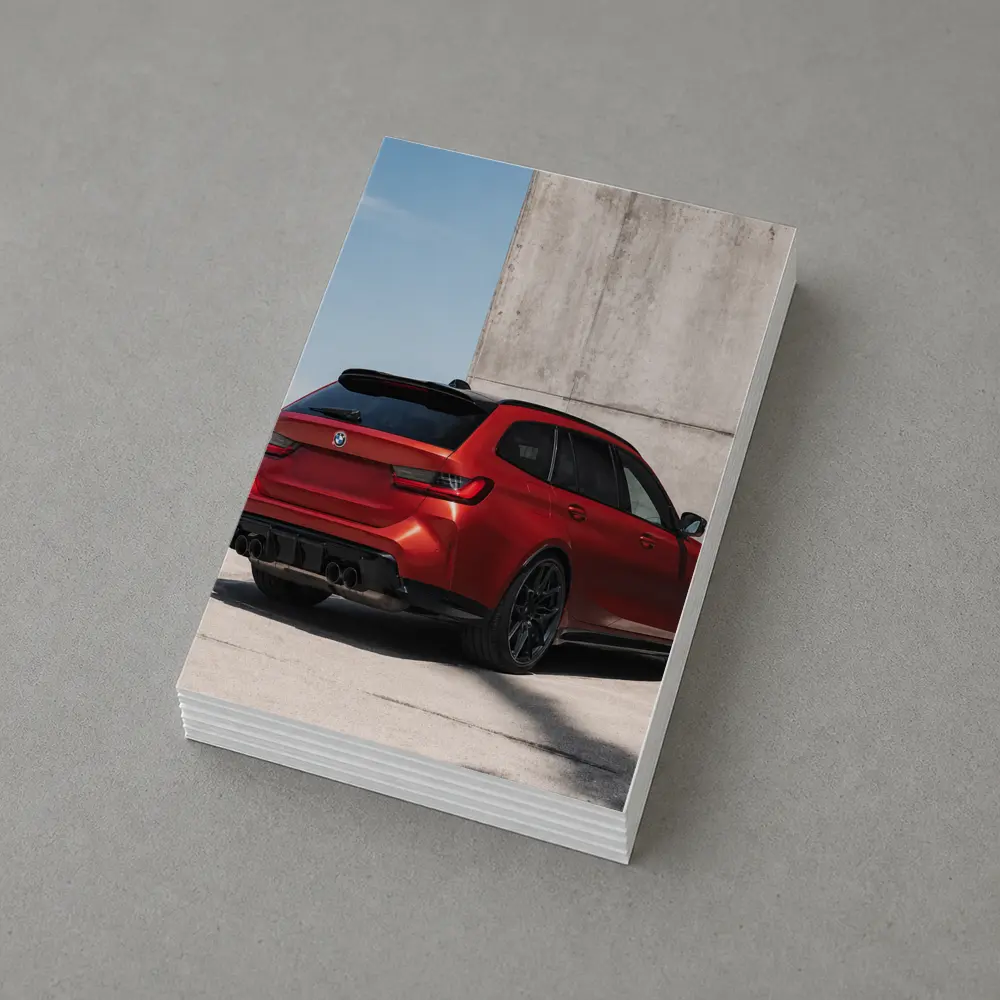 BMW M3 Touring Red Rear Concrete Wall – Postcards