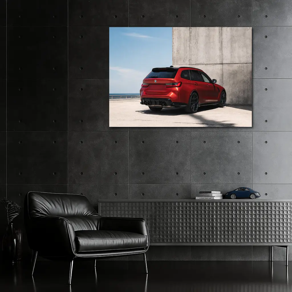 BMW M3 Touring Red Rear Concrete Wall – Wall Art
