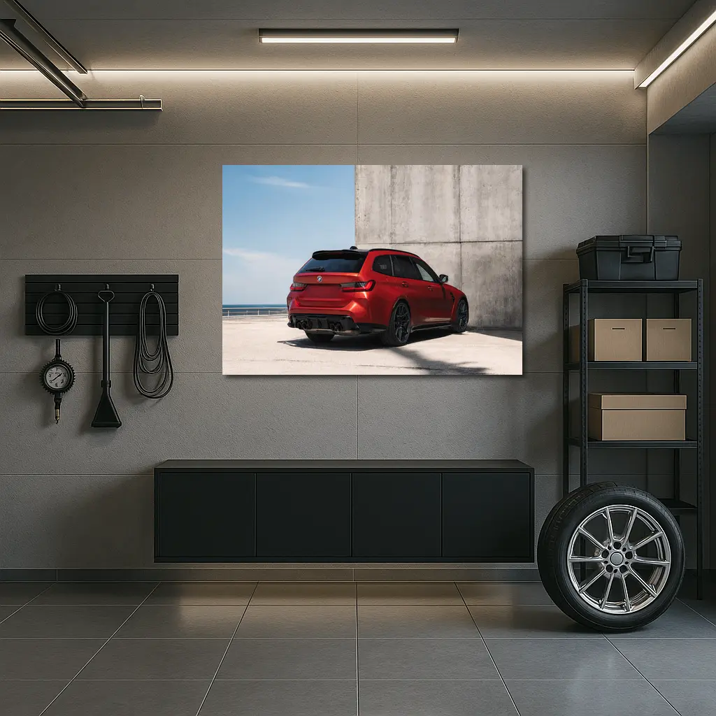 BMW M3 Touring Red Rear Concrete Wall – Wall Art