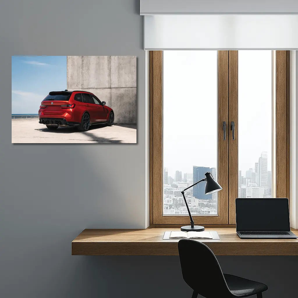 BMW M3 Touring Red Rear Concrete Wall – Wall Art