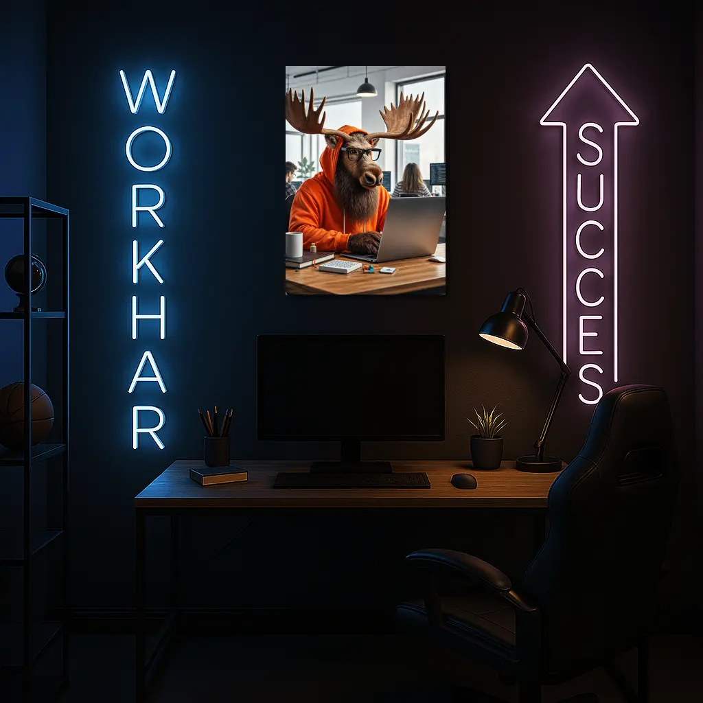 Moose Programmer Working in Office Setting – Wall Art
