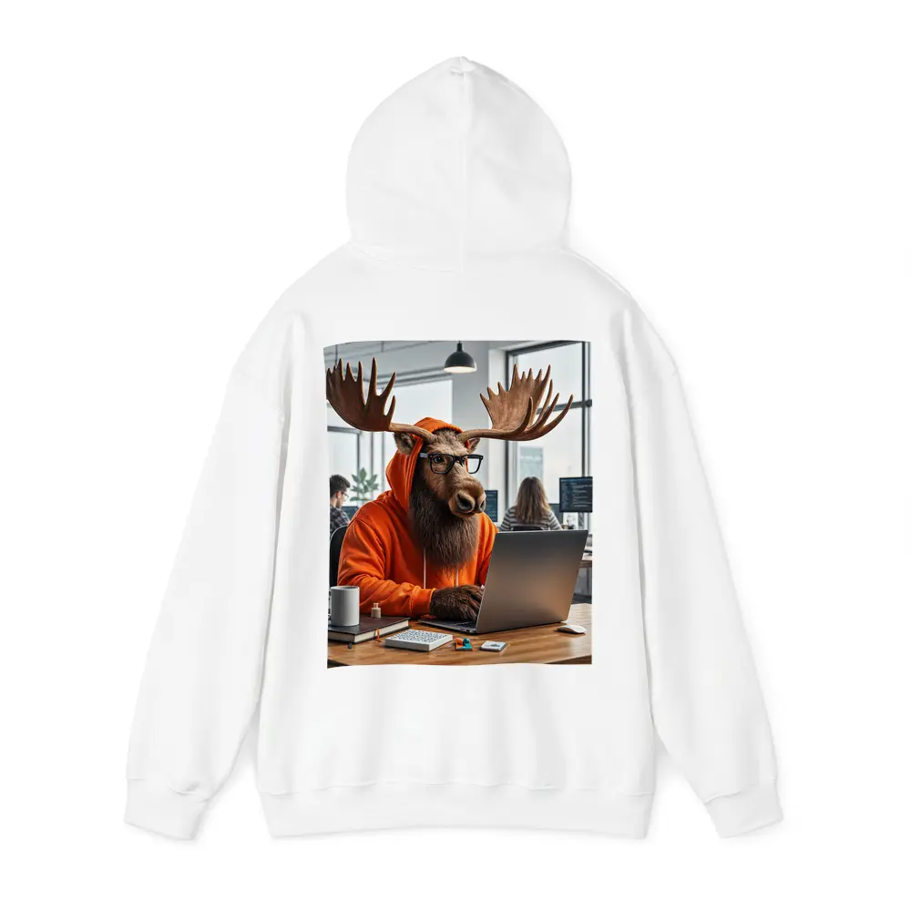 Moose Programmer Working in Office Setting – Hoodies