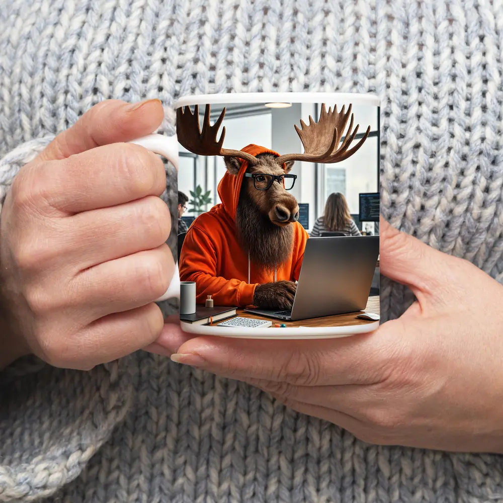 Moose Programmer Working in Office Setting – Mugs