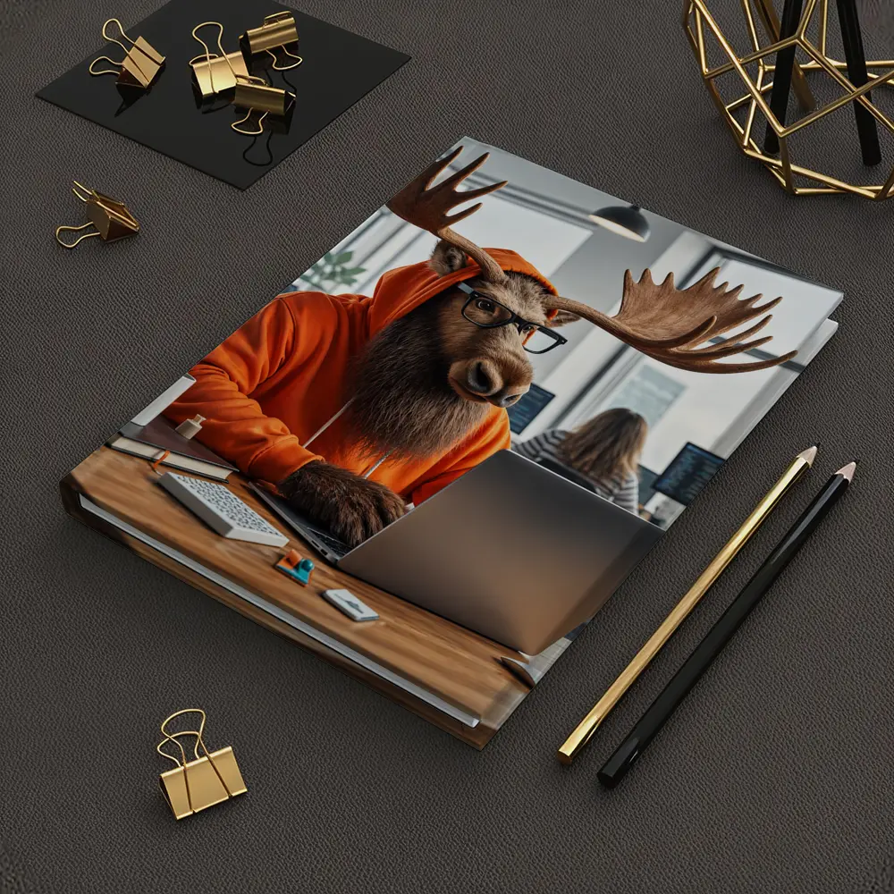 Moose Programmer Working in Office Setting – Notebooks