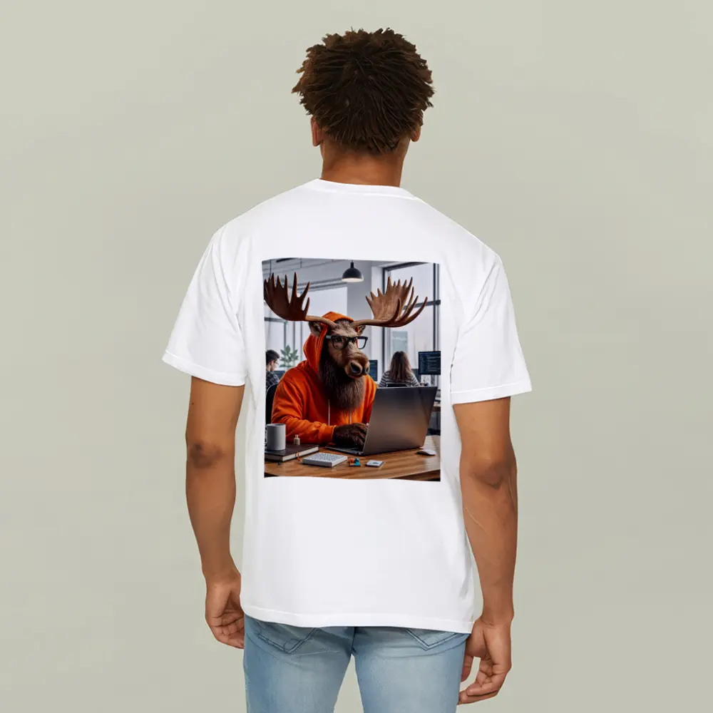 Moose Programmer Working in Office Setting – T-Shirts