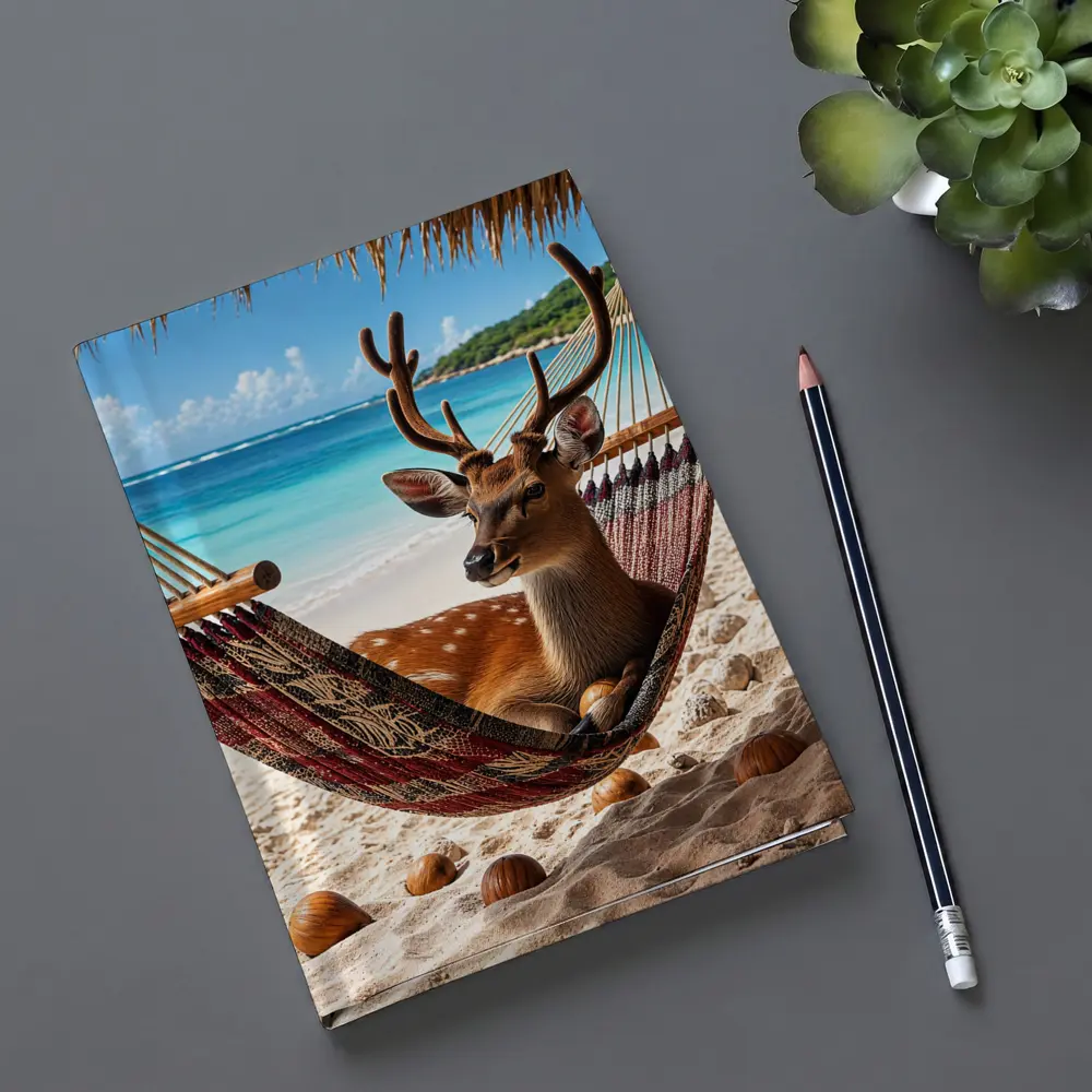 Deer Relaxing in Hammock on Beach – Notebooks