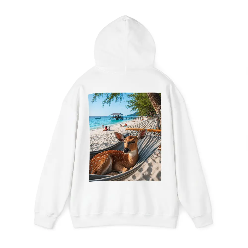 Spotted Deer Relaxing in Beach Hammock – Hoodies