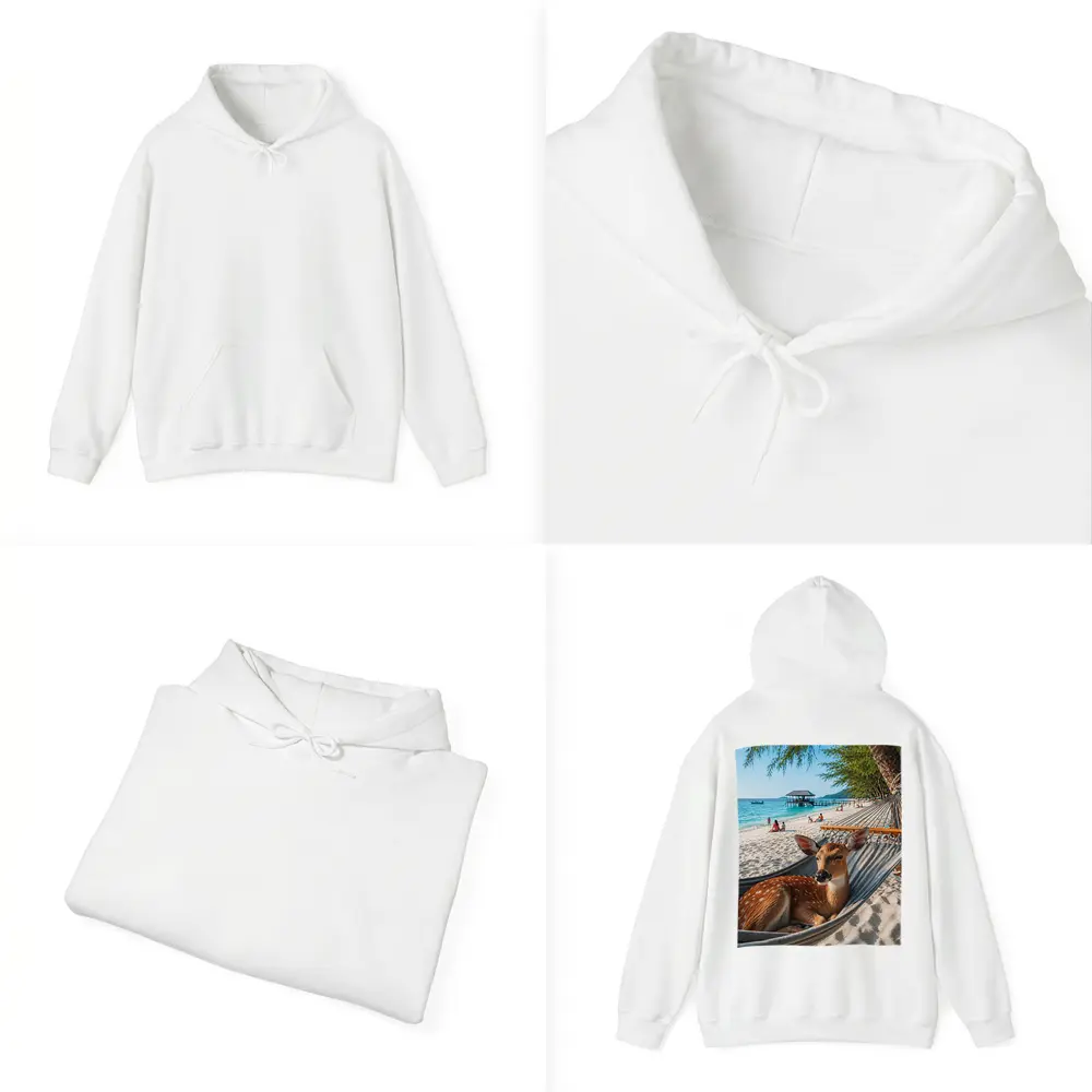 Spotted Deer Relaxing in Beach Hammock – Hoodies
