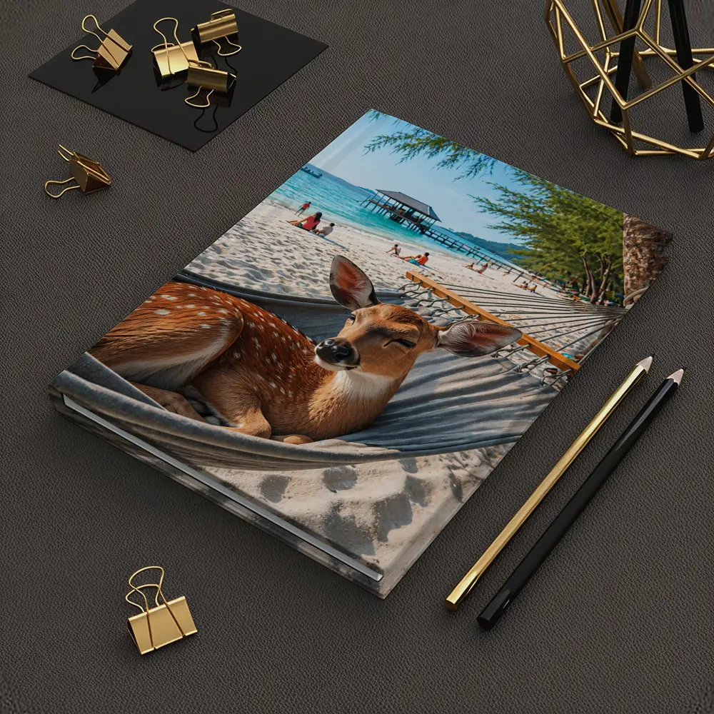 Spotted Deer Relaxing in Beach Hammock – Notebooks