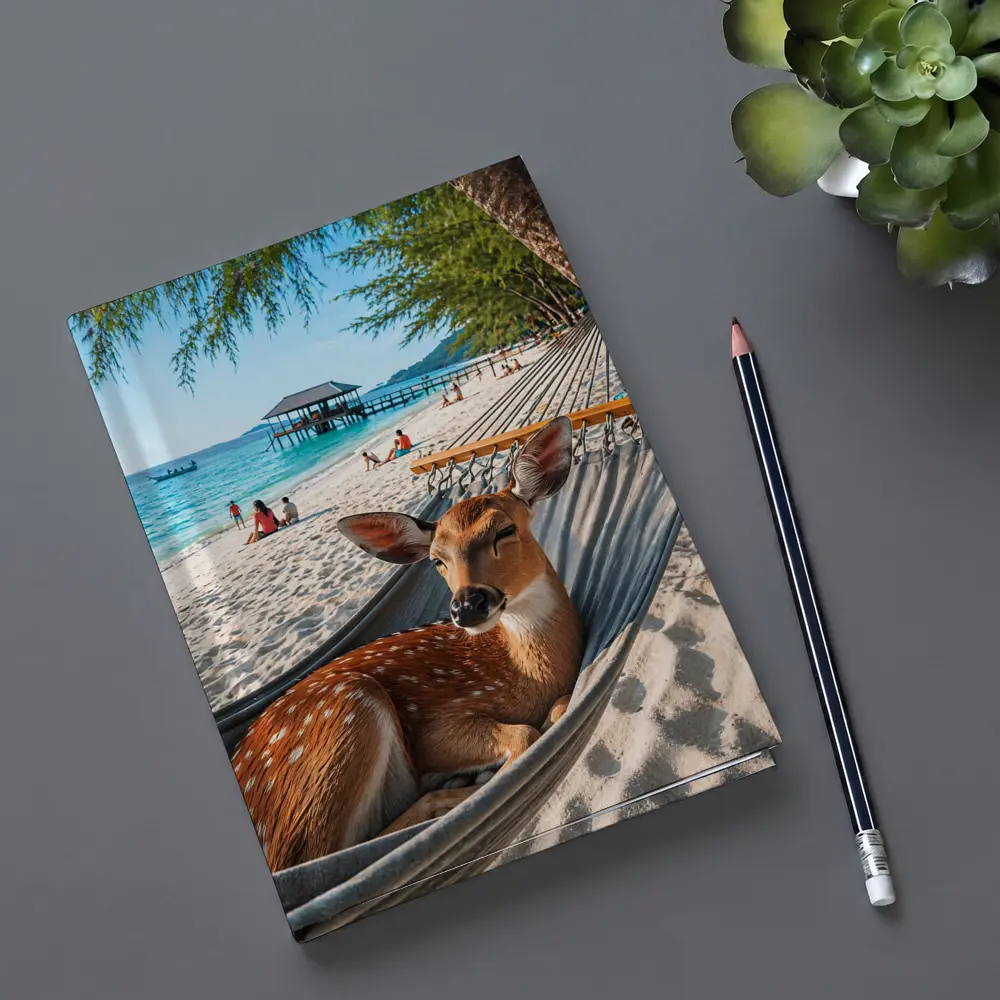 Spotted Deer Relaxing in Beach Hammock – Notebooks