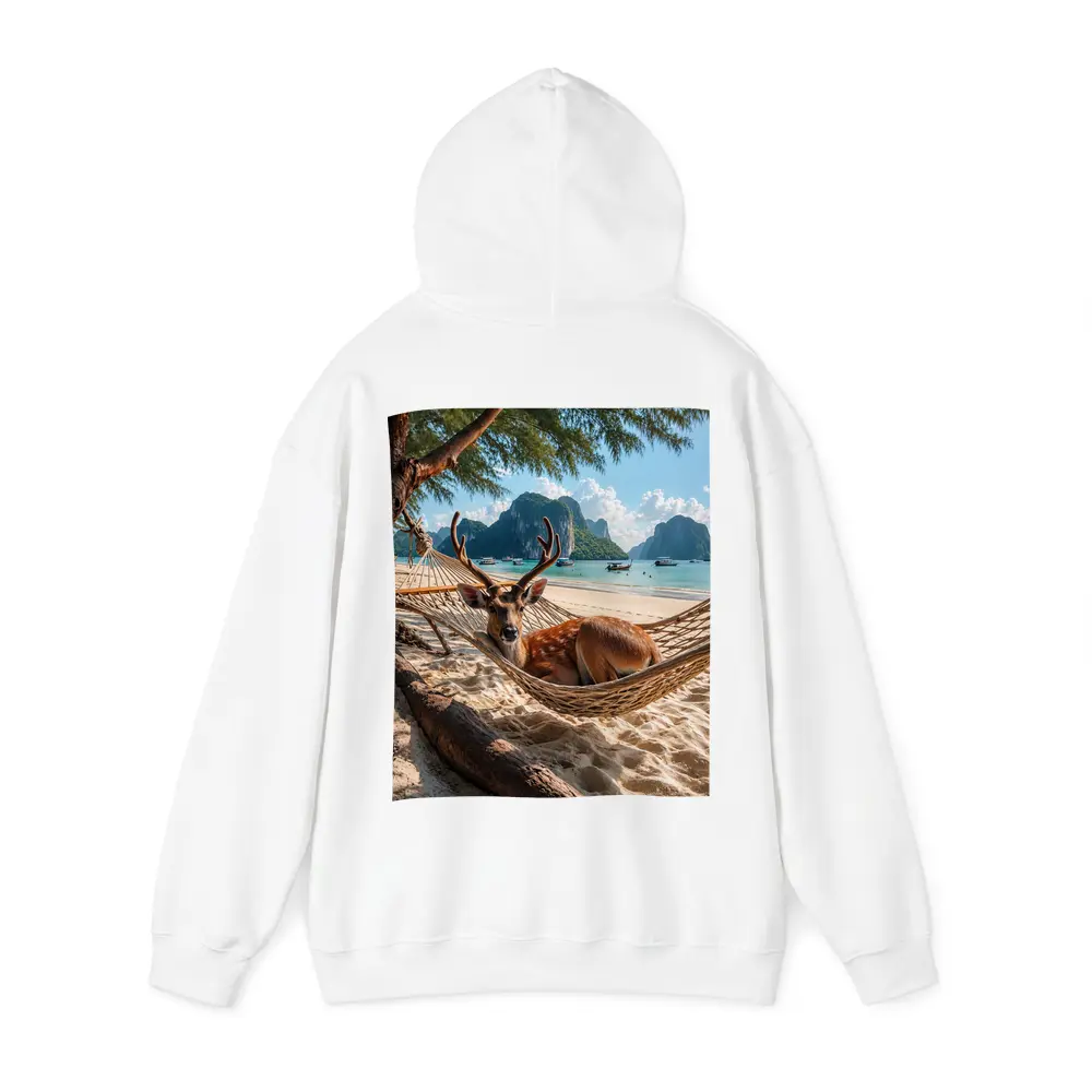 Deer Relaxing in Hammock Tropical Beach – Hoodies