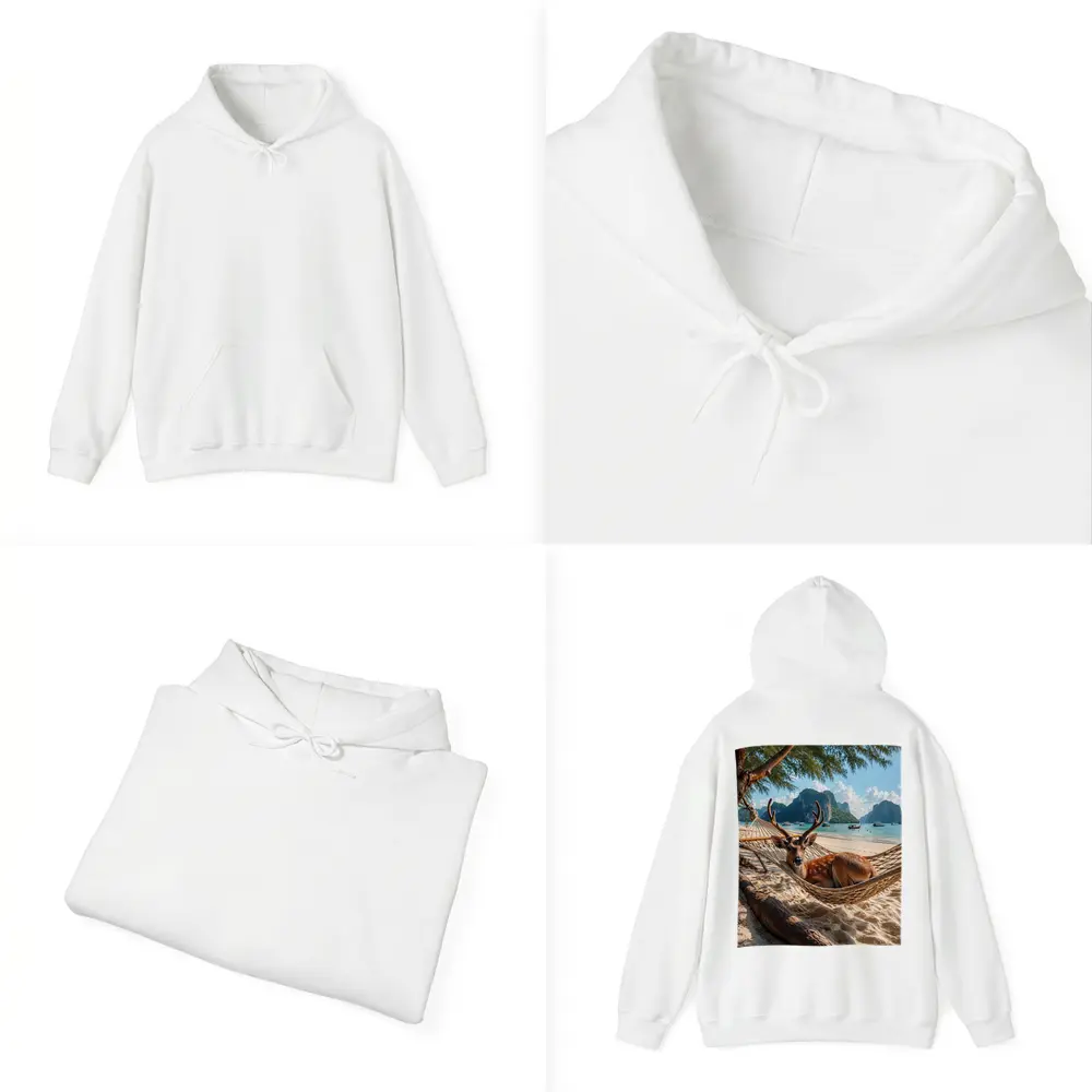 Deer Relaxing in Hammock Tropical Beach – Hoodies
