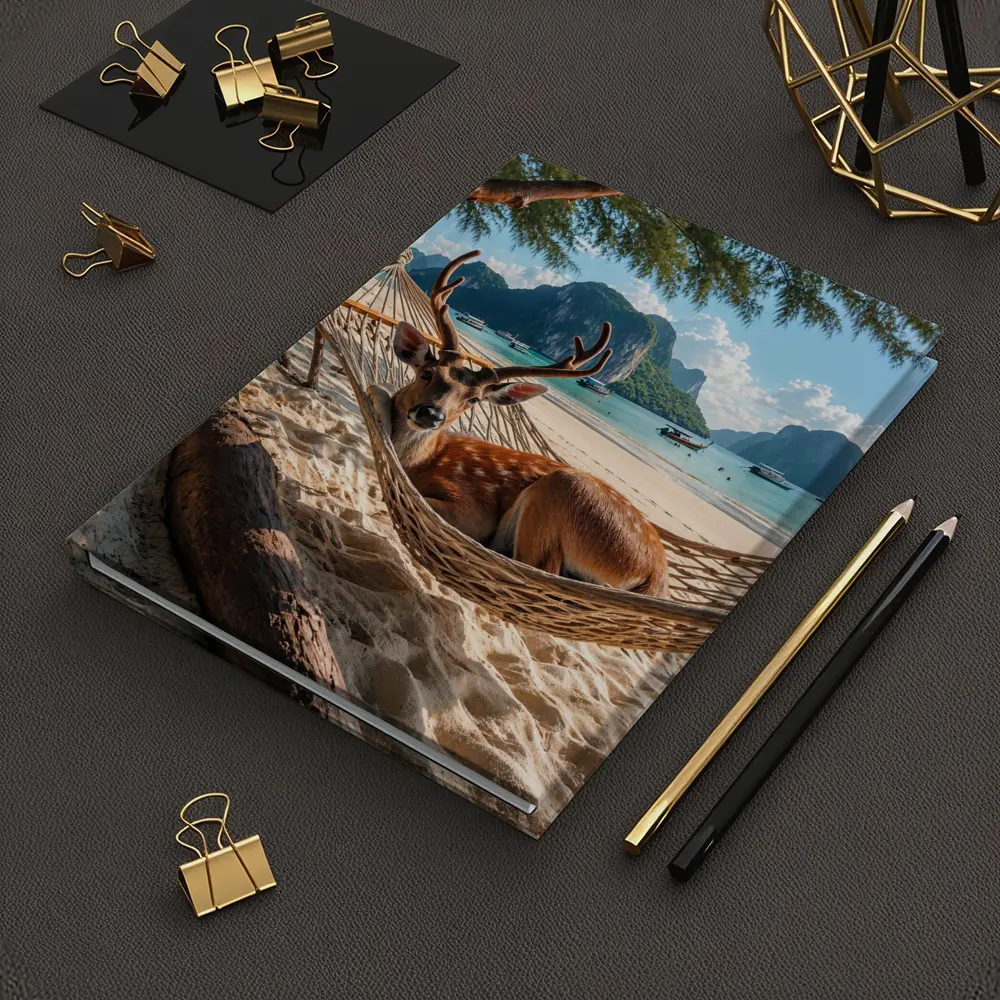 Deer Relaxing in Hammock Tropical Beach – Notebooks
