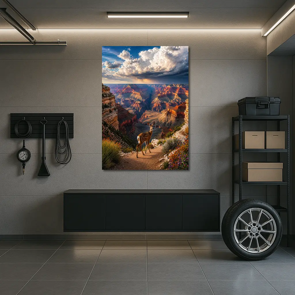 Deer Standing At Grand Canyon Overlook – Wall Art