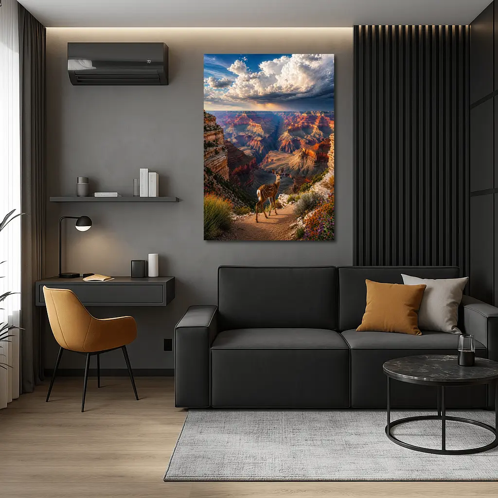 Deer Standing At Grand Canyon Overlook – Wall Art