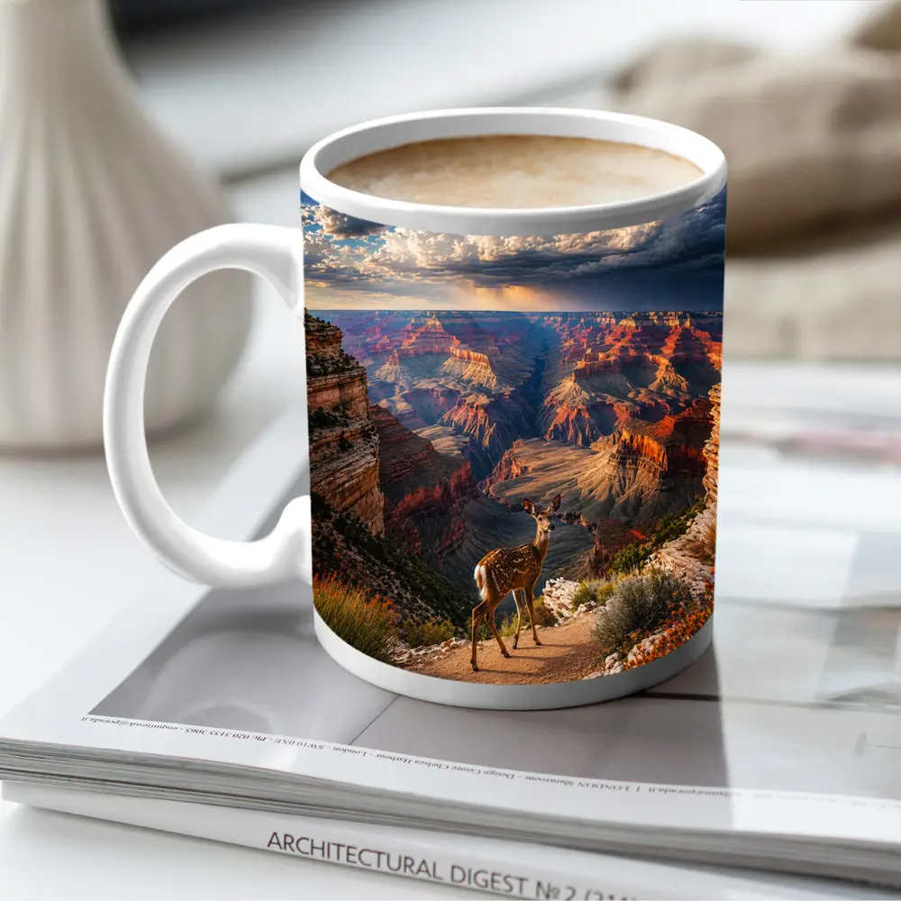 Deer Standing At Grand Canyon Overlook – Mugs