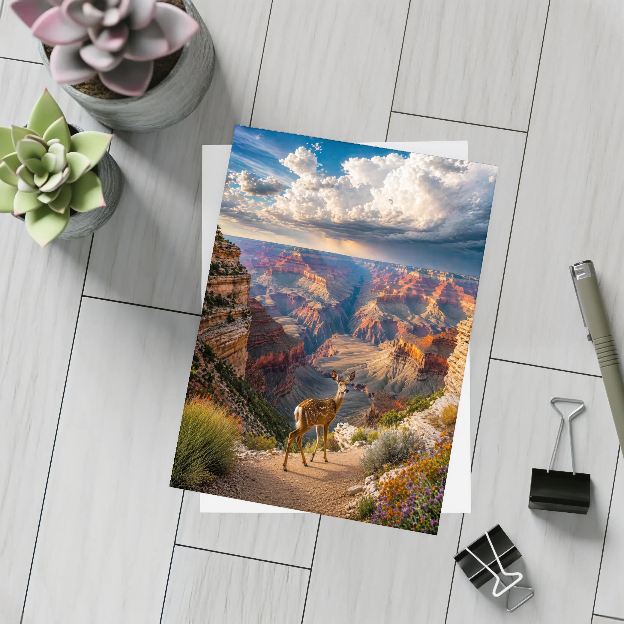 Deer Standing At Grand Canyon Overlook – Postcards
