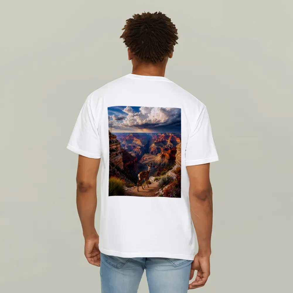 Deer Standing At Grand Canyon Overlook – T-Shirts