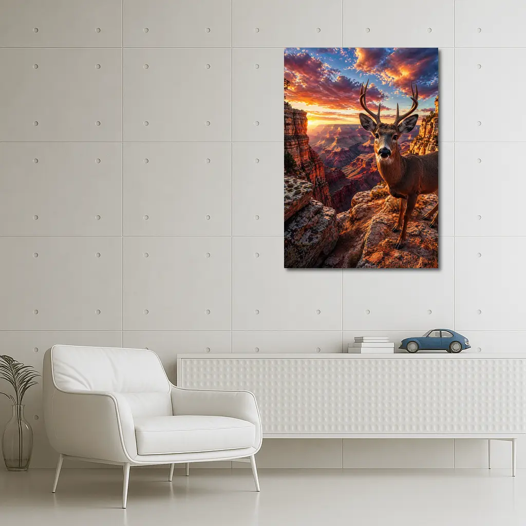 Deer Standing at Grand Canyon Sunset – Wall Art