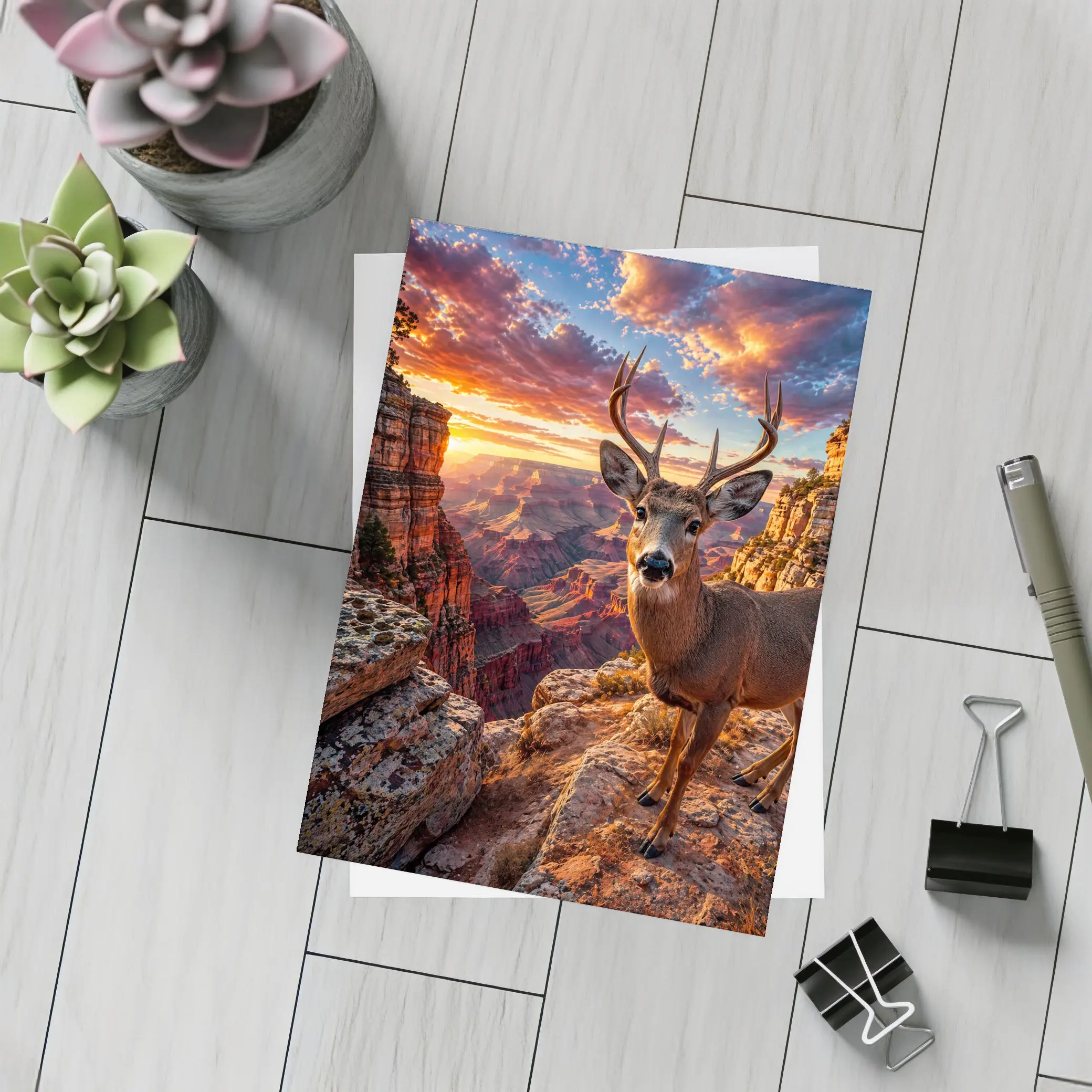 Deer Standing at Grand Canyon Sunset – Postcards