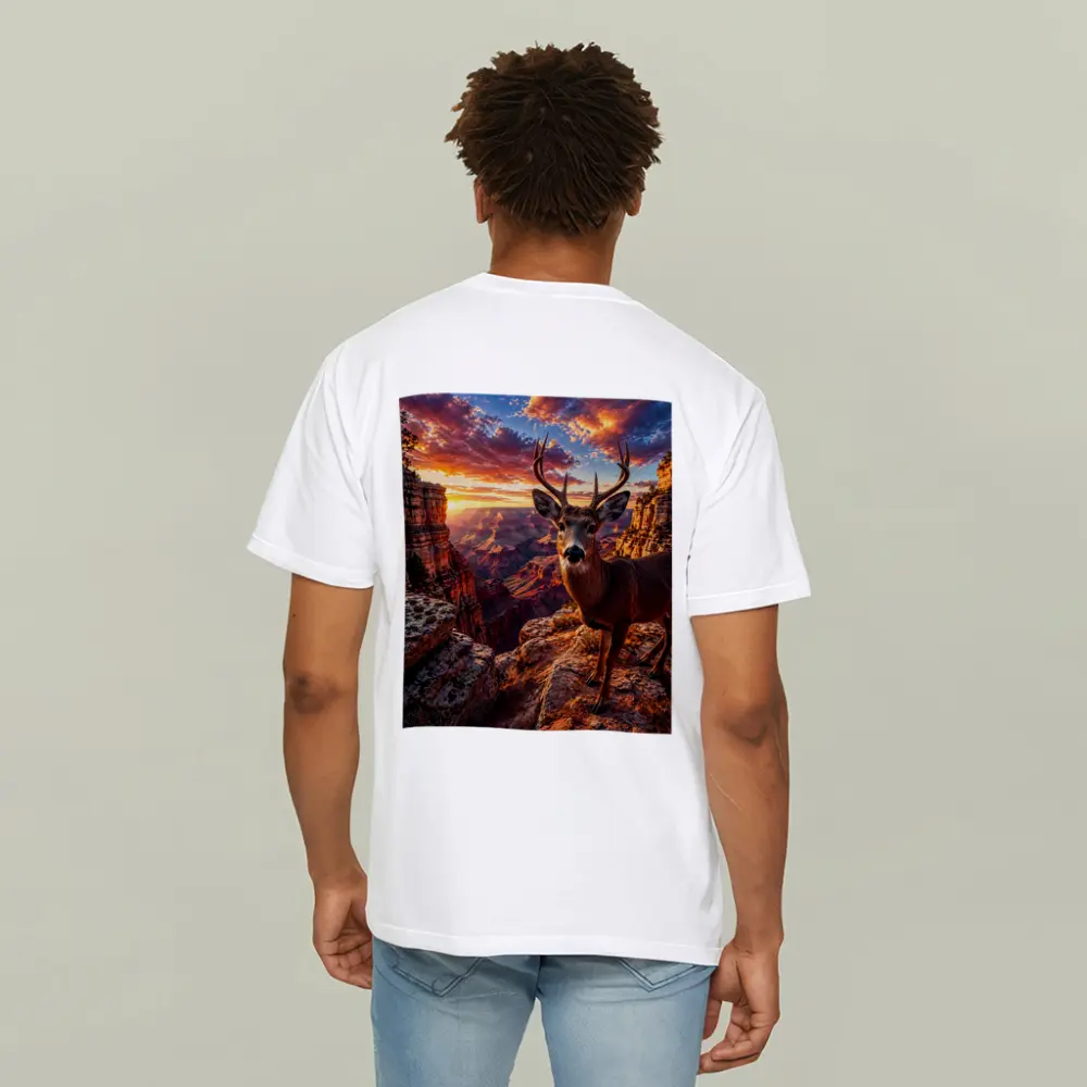 Deer Standing at Grand Canyon Sunset – T-Shirts