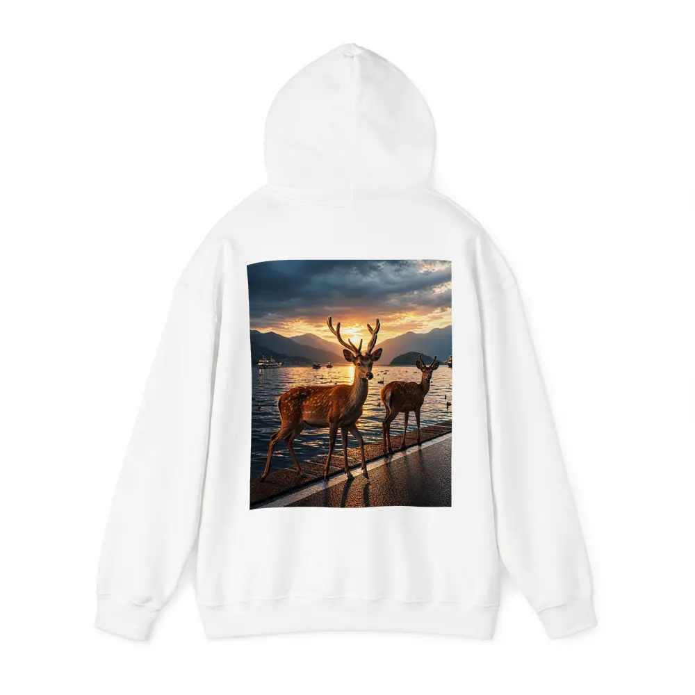 Deer Stags By Lake At Sunset – Hoodies