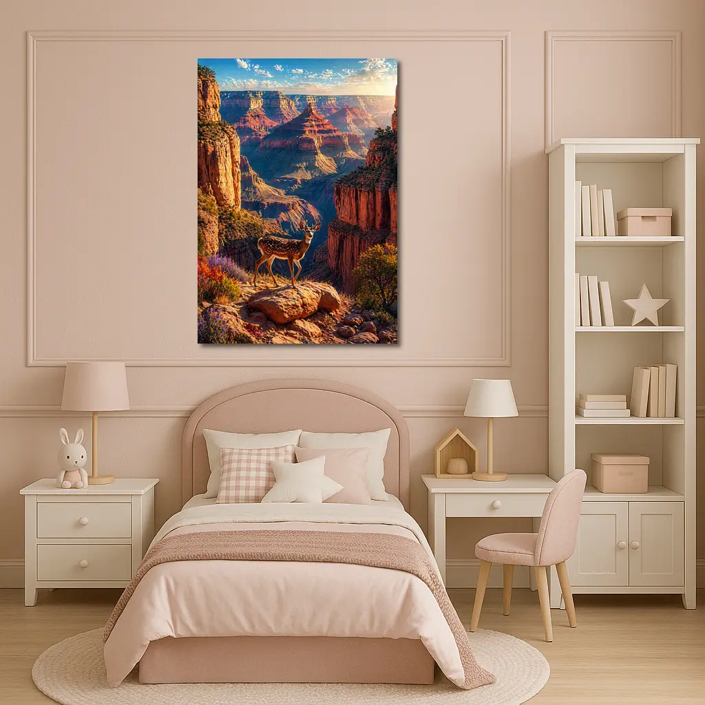 Deer Standing Over Grand Canyon Sunset – Wall Art