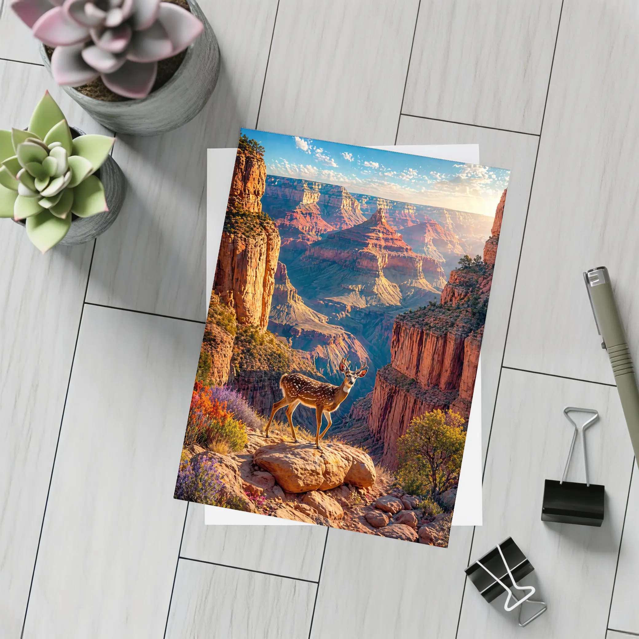 Deer Standing Over Grand Canyon Sunset – Postcards
