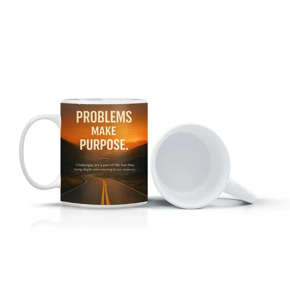 Problems Make Purpose Quote Sunset Road – Mugs