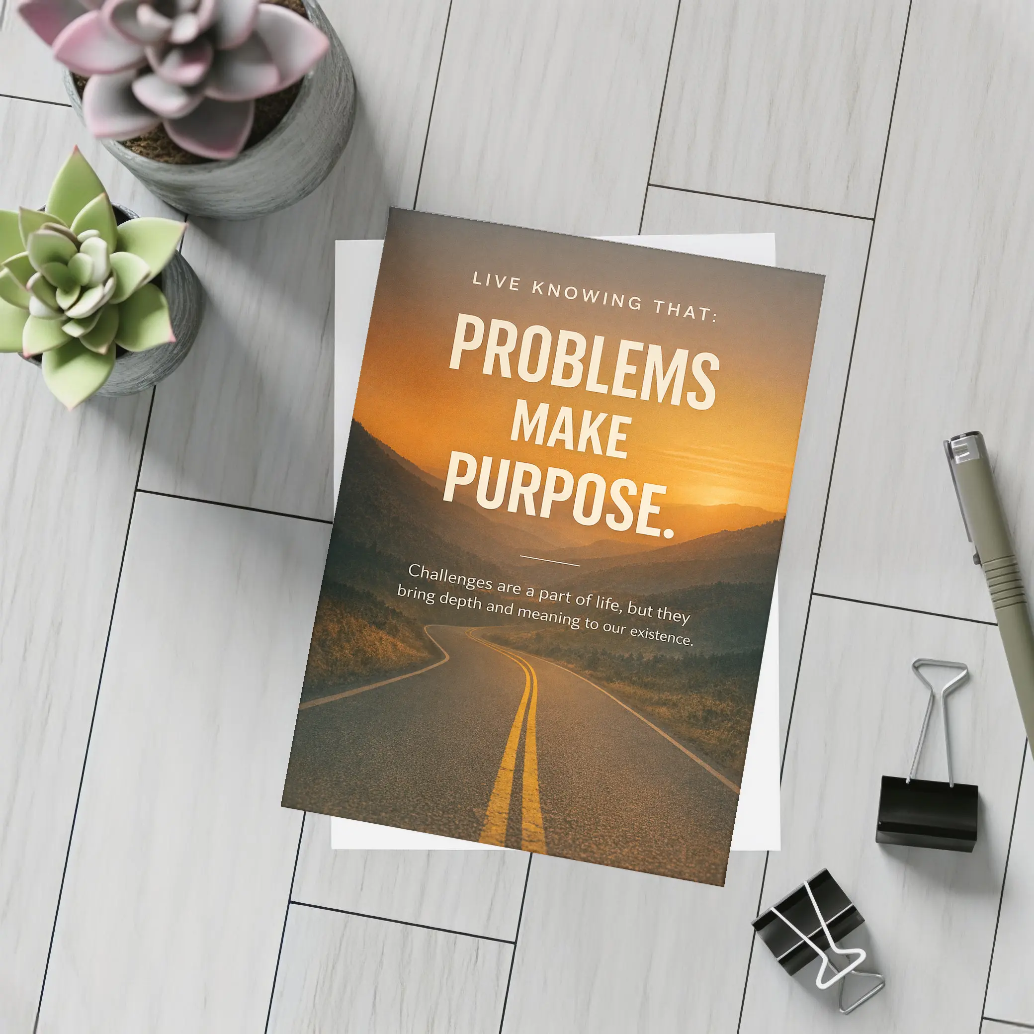 Problems Make Purpose Quote Sunset Road – Postcards