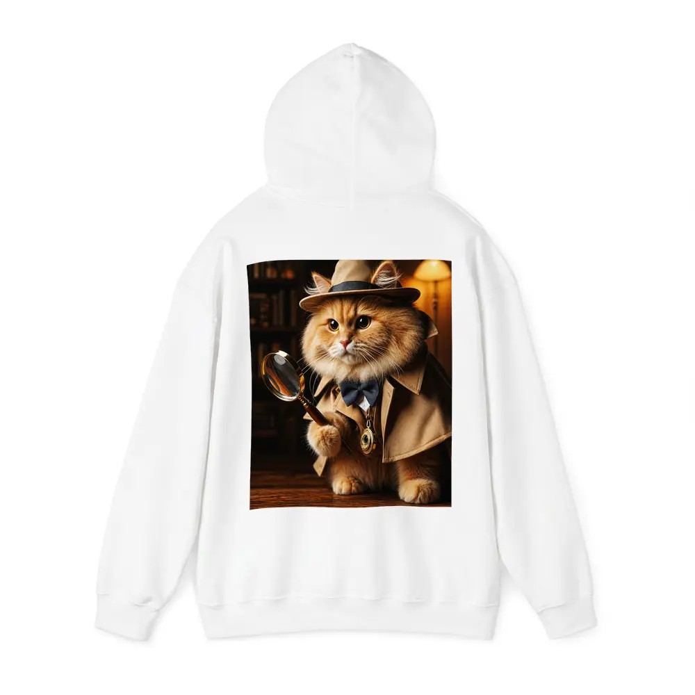 Detective Cat With Magnifying Glass Library – Hoodies