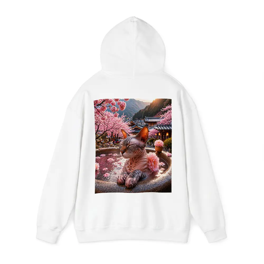 Devon Rex Cat Japanese Hot Spring Cherry Blossoms – Hoodies