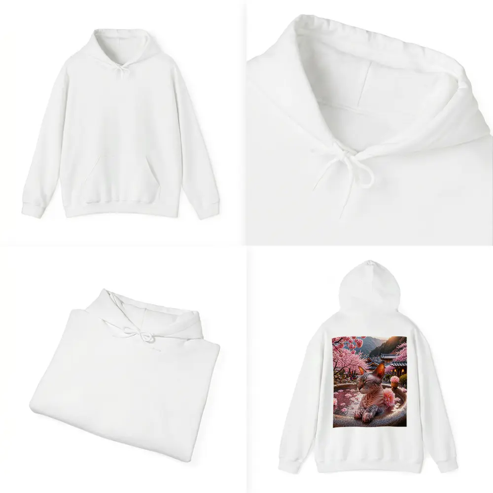 Devon Rex Cat Japanese Hot Spring Cherry Blossoms – Hoodies