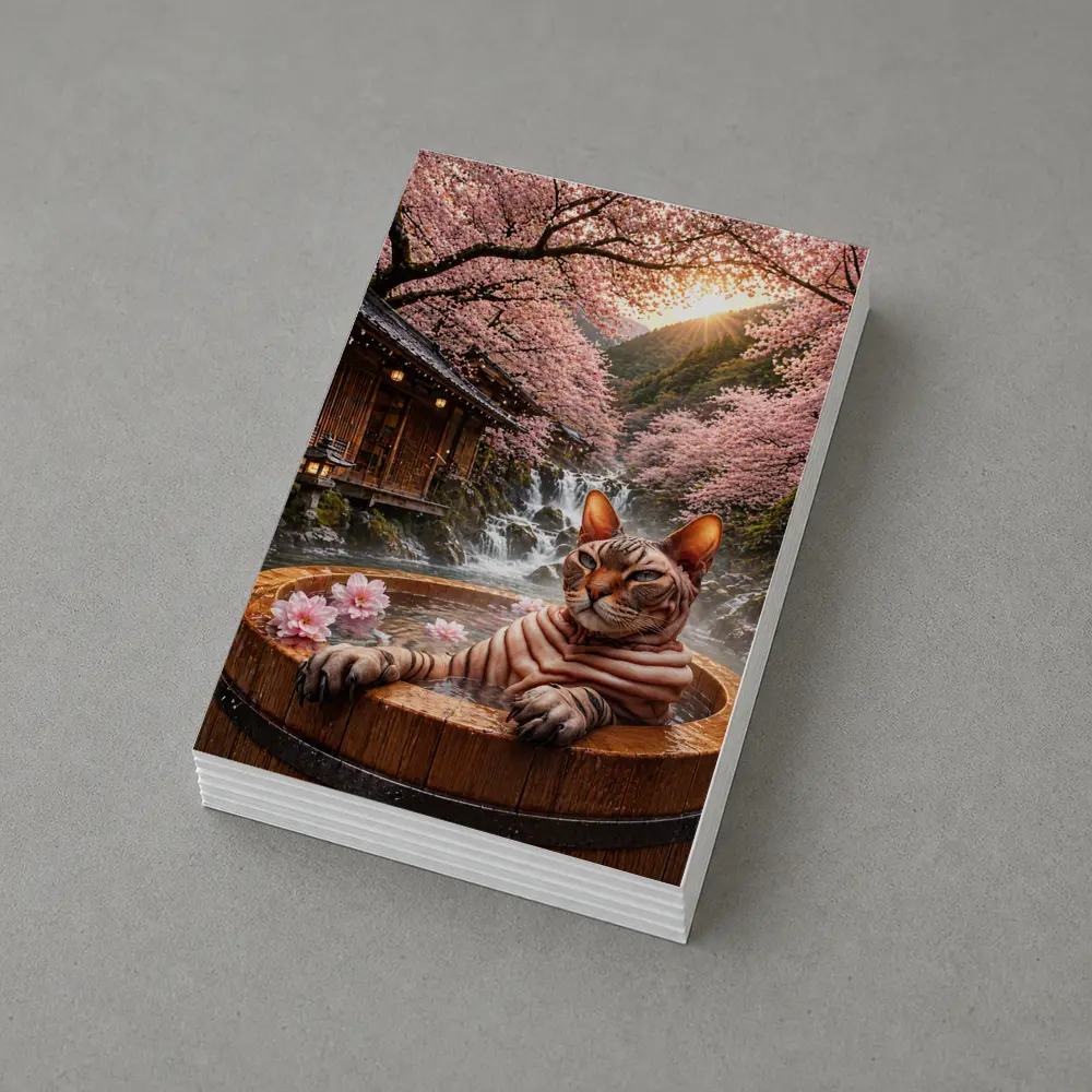 Devon Rex Cat Japanese Onsen Cherry Blossoms – Postcards