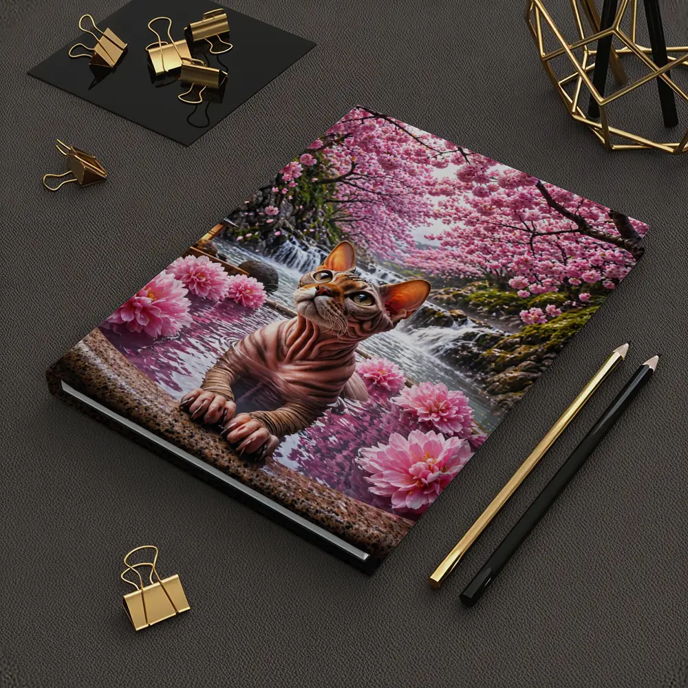 Devon Rex Cat Hot Spring Cherry Blossoms – Notebooks