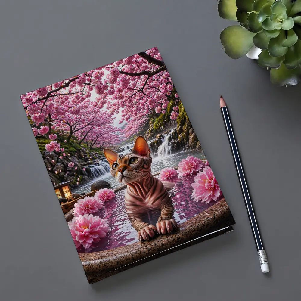 Devon Rex Cat Hot Spring Cherry Blossoms – Notebooks