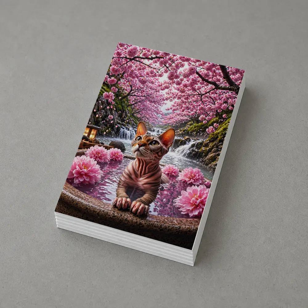 Devon Rex Cat Hot Spring Cherry Blossoms – Postcards