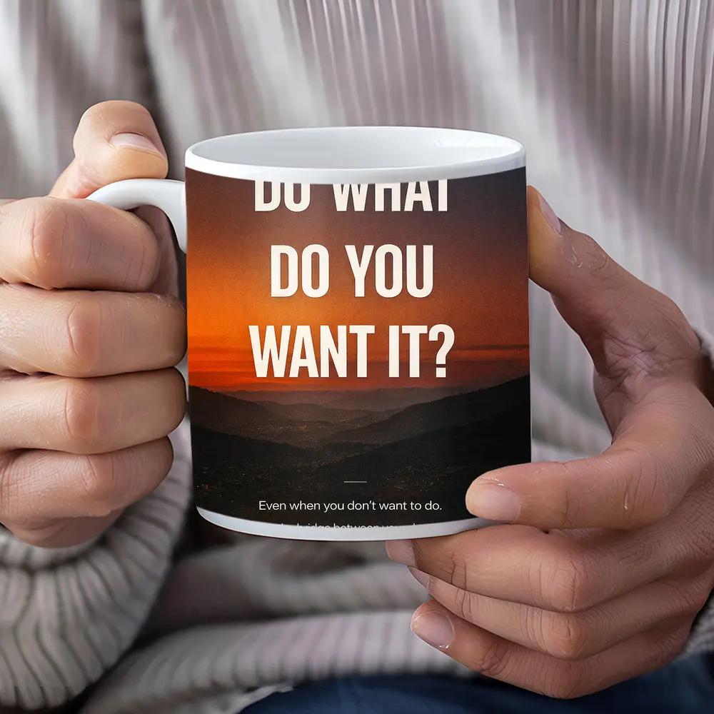 Discipline Motivation Quote Sunset Mountain Landscape – Mugs