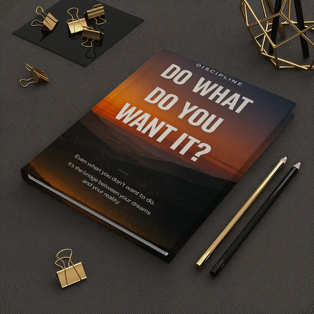 Discipline Motivation Quote Sunset Mountain Landscape – Notebooks